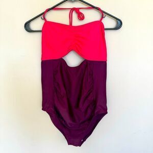 motherhood maternity one piece swimsuit with cutouts, halter top, super cute S